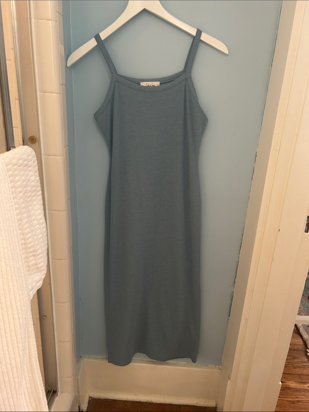 Sadie & Sage Slate Blue Midi Slip Dress